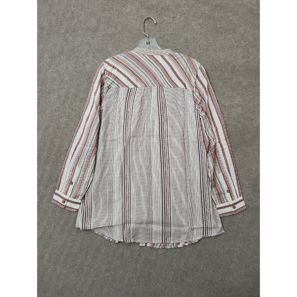 Soft Surroundings Beaded Tunic Womens M Repose Berry Stripe Linen Blend NEW - Picture 10 of 12